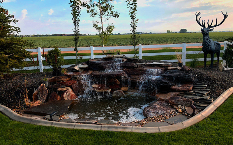 Outdoor Pond done by Green Blades' Landscaping Services